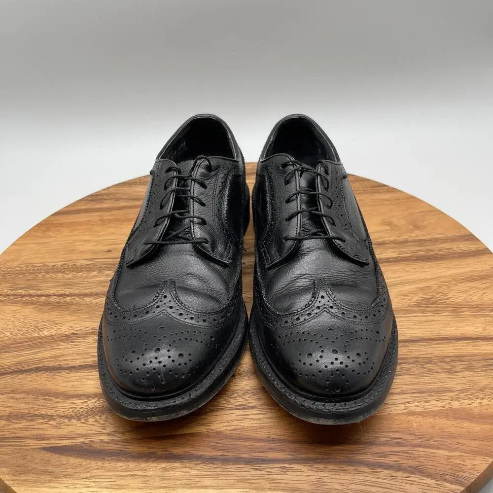 VTG Stafford Imperial Oxfords Mens 9 D Black Leather Wingtip Formal Dress Shoes